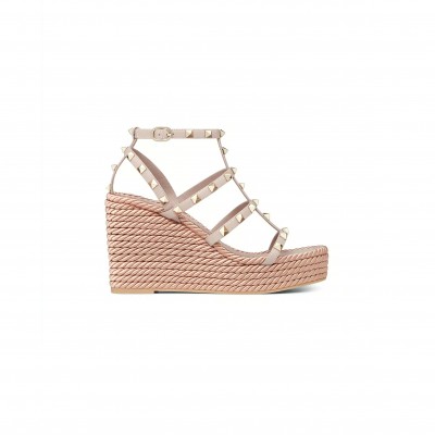 VALENTINO ROCKSTUD ANKLE STRAP WEDGE SANDALIN CALFSKIN LEATHER 95MM 5W2S0F95BAE_P45